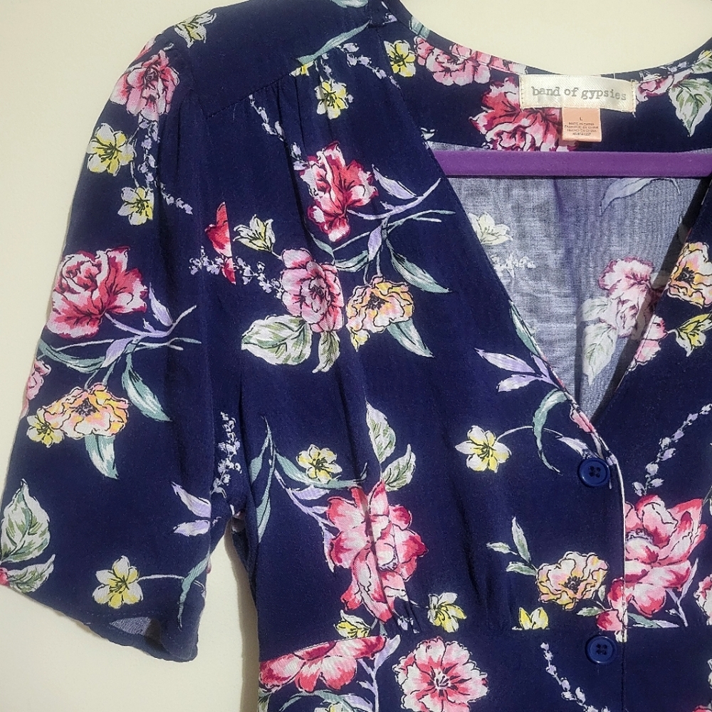Band of Gypsies, floral dress WITH POCKETS, size L